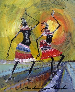  african Art - black dancers decor thick paints African